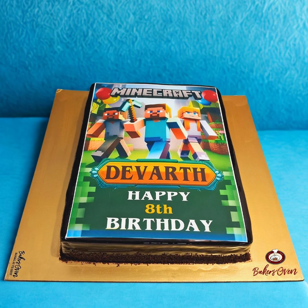 Minecraft Birthday Photo Cake