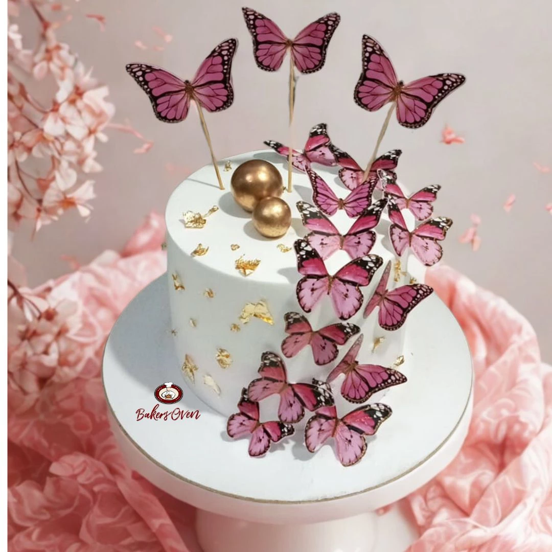 Pink Black Butterfly Cake