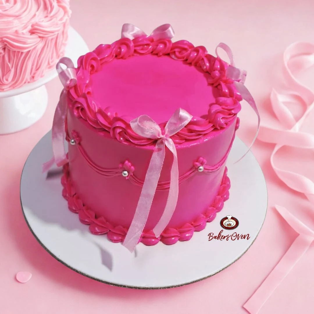Vintage Pink Ribbon Cake