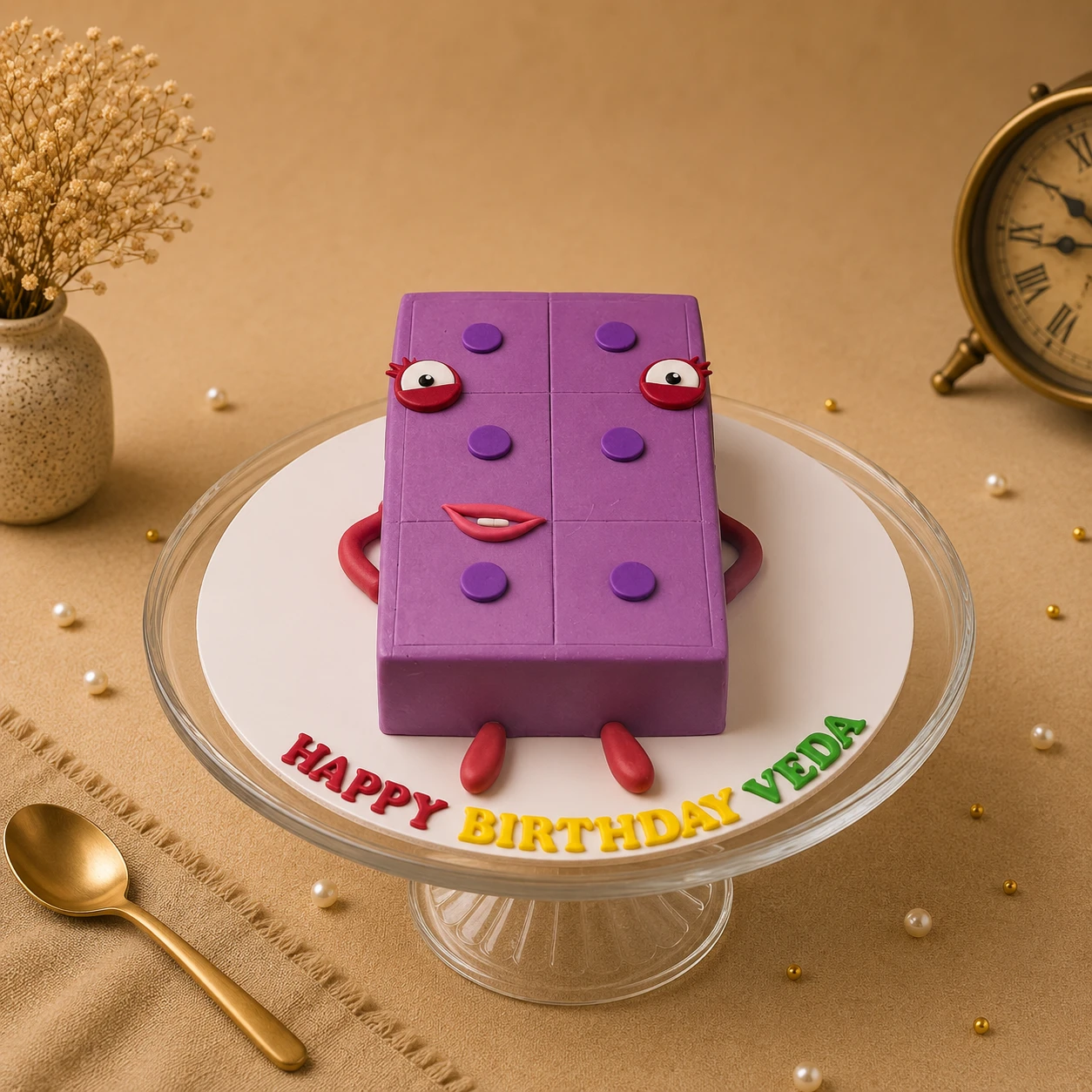 Purple Number Block Cake