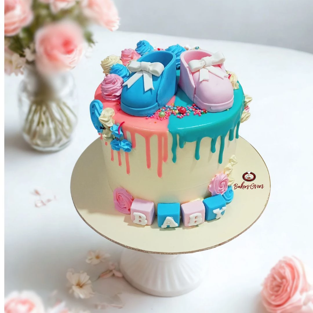 Pink Blue Shoe Cake