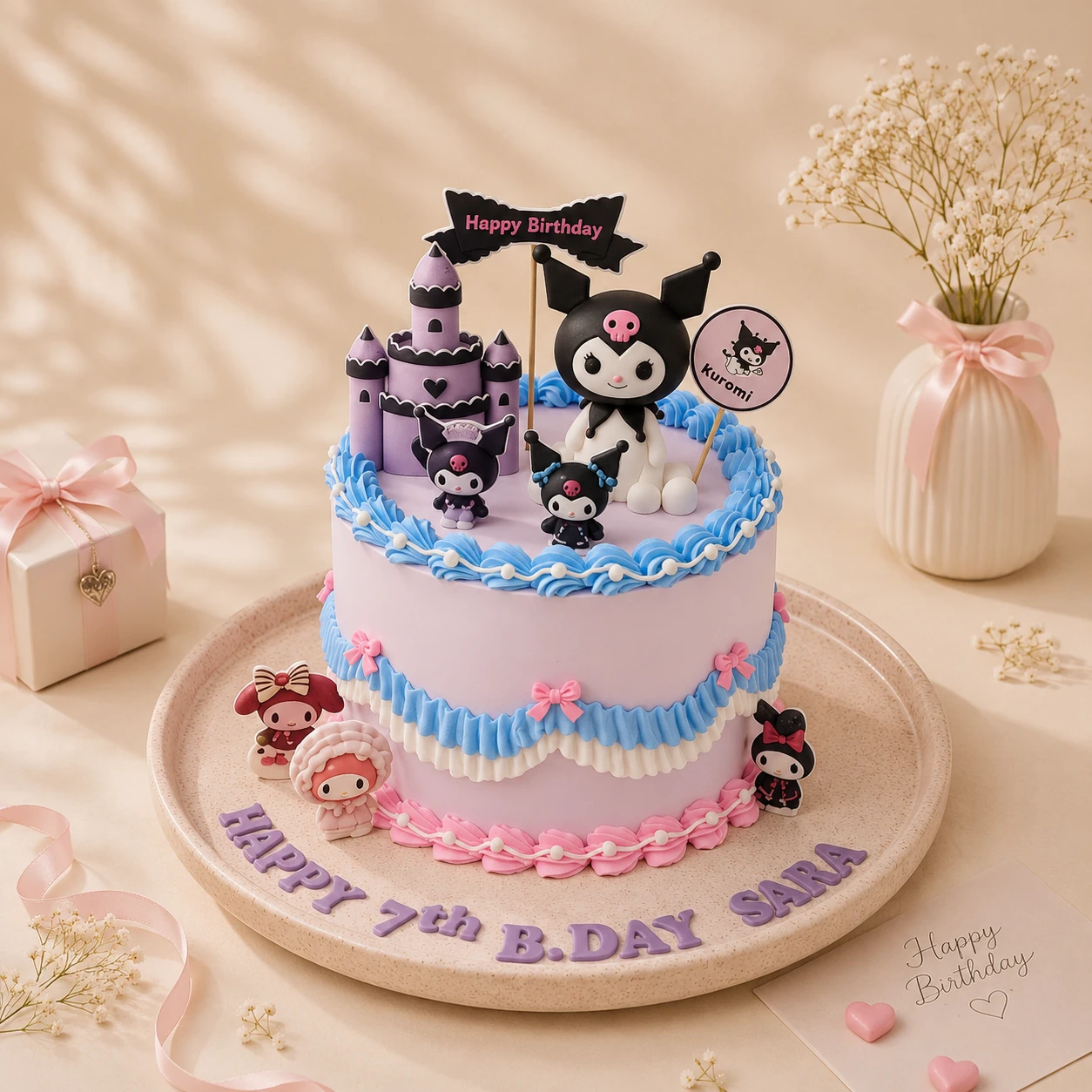 Kuromi Pastel Cake