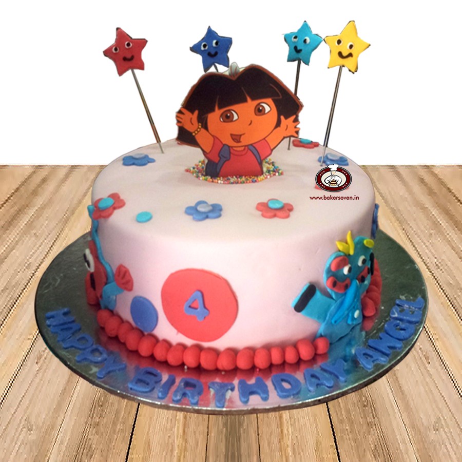 2 Tier Dora The Explorer Birthday Cake | Dora birthday cake, Dora cake,  Friends birthday cake