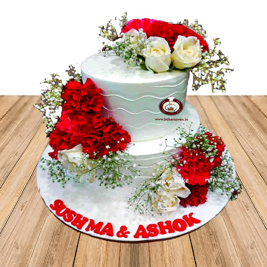 Beautiful Floral Cake for Anniversary | FaridabadCake