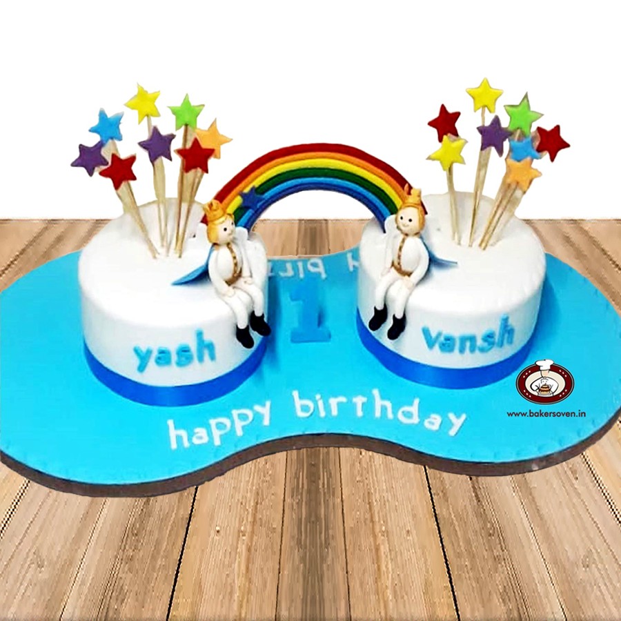 Baby Twins Boys Cake | Twin birthday cakes, Cake, Twins cake