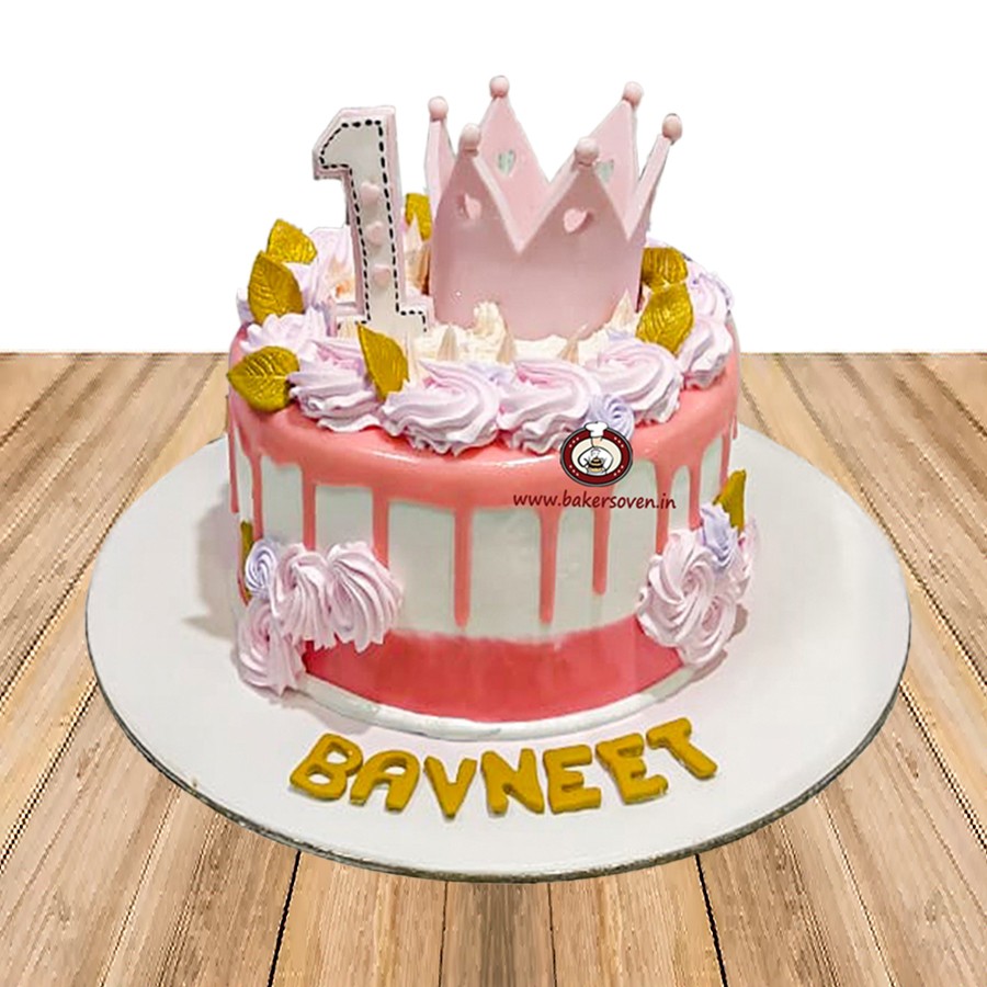 1st Birthday Cake for Baby Girl Princess Cake Noida  Gurgaon  Creme  Castle