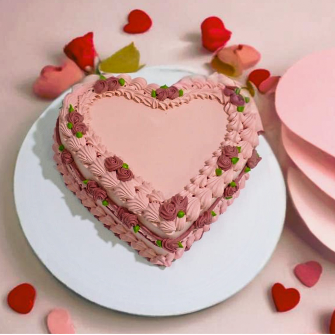 Heart shaped chocolate cake for Valentine’s