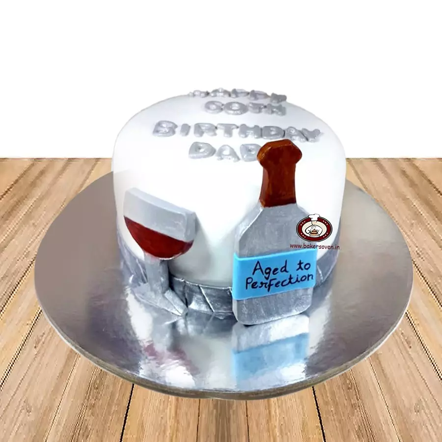 Bottle & Wine Glass Cake