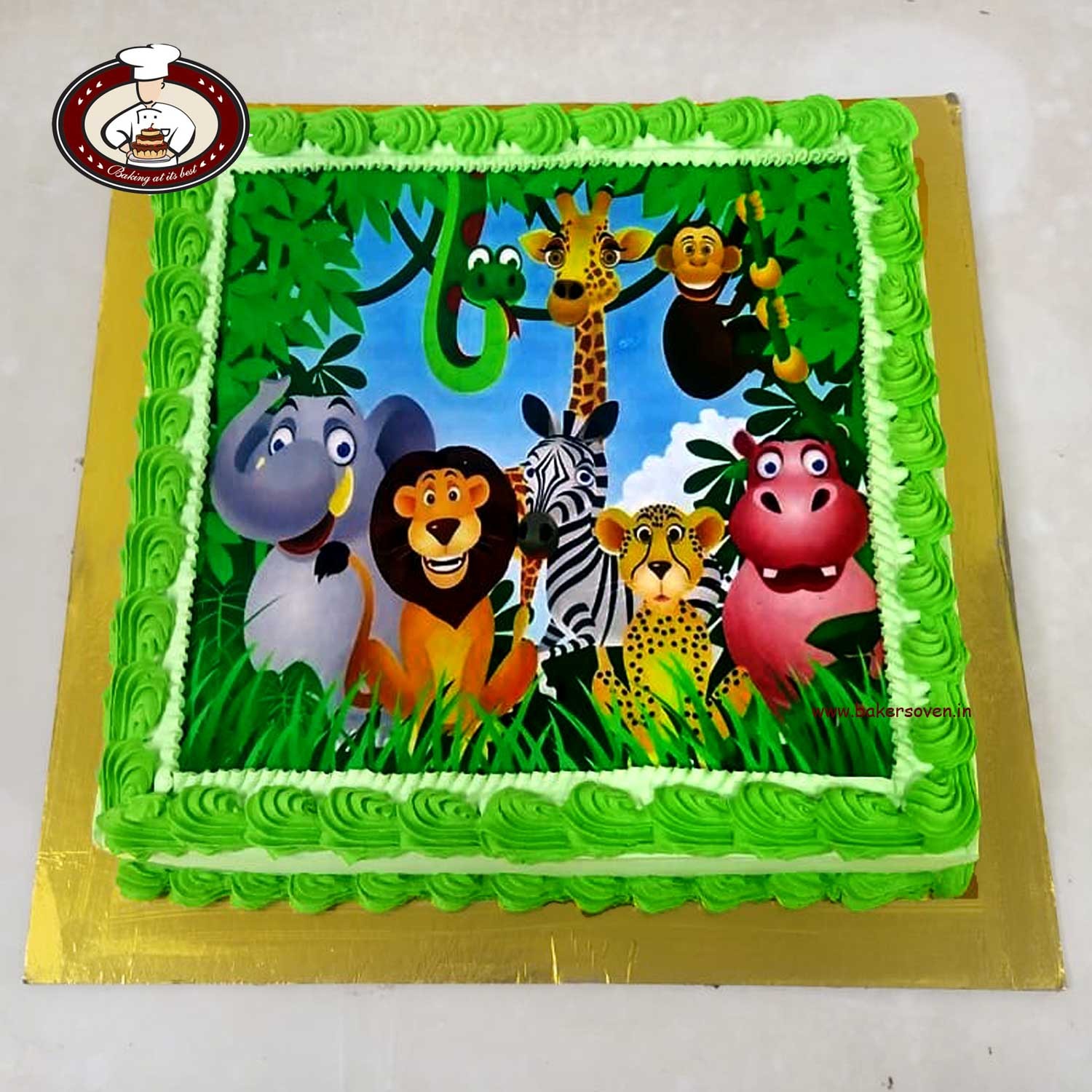 Jungle Theme Photo Cake In Gurgaon