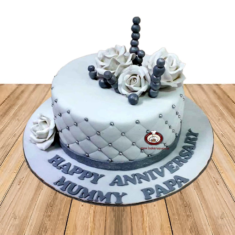 Mom Dad Anniversary Cake - Fondant Cakes - Delivery in Lahore