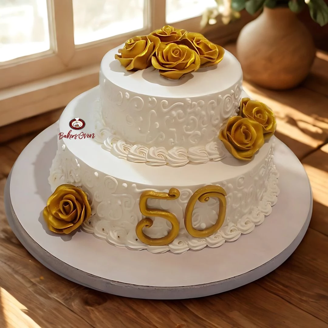 50th Birthday Golden Cake