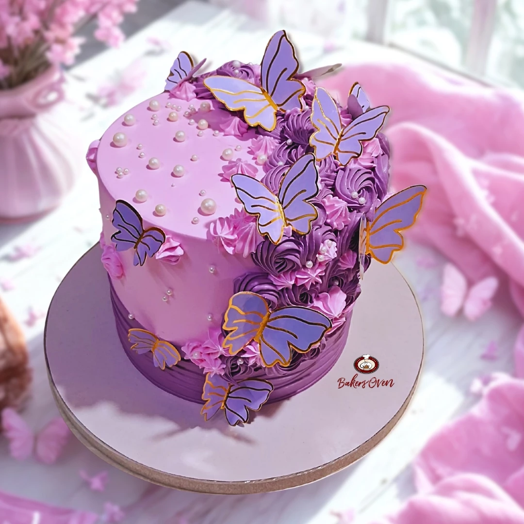Pink Purple Butterfly Cake